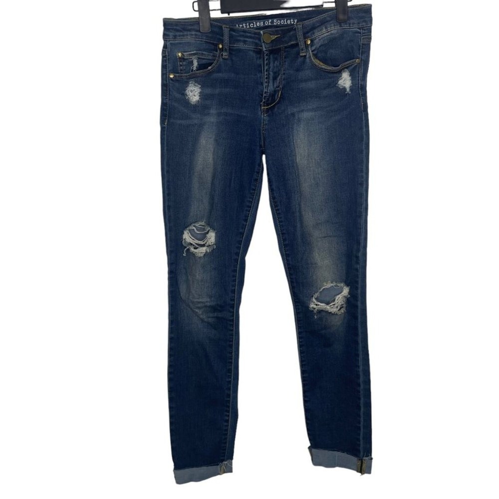 Articles of Society Distressed Skinny Jeans Medium Wash Blue Size 27